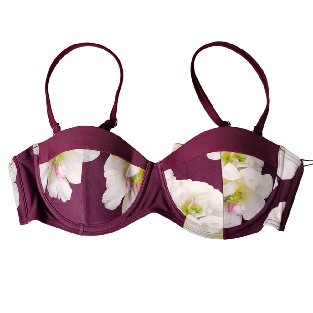 Ted Baker London Gardea Bikini Top Gardenia Floral Print Size 34A/B NWT